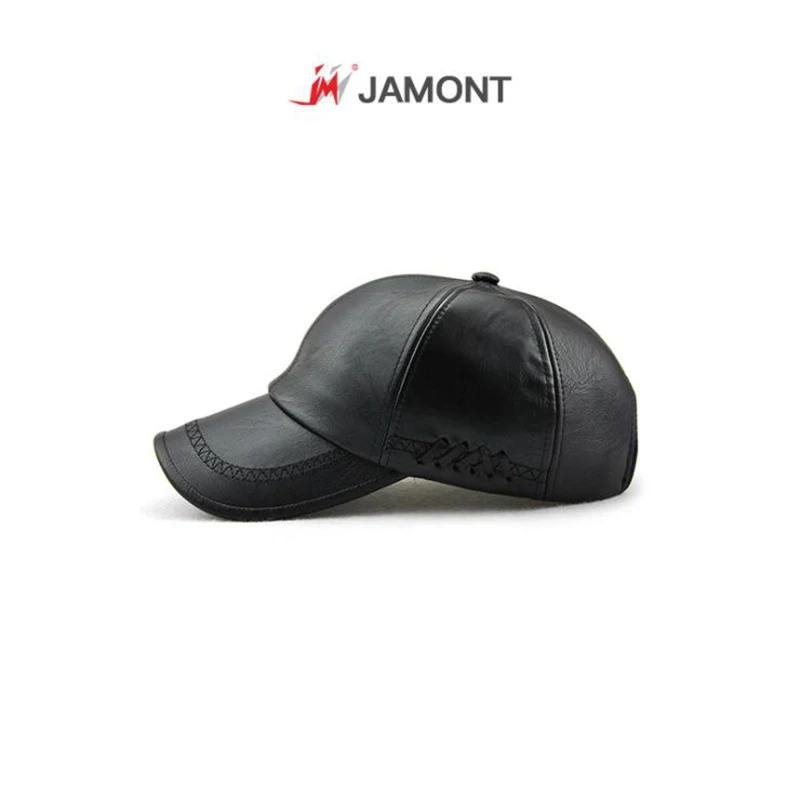 

JAMONT New Men Baseball Cap Autumn Winter Snapback Hat 100% PU Leather Hats for Male Dad Caps Simple Style Casquette
