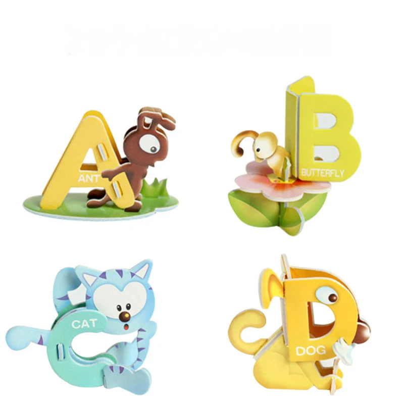 26 шт./компл. новые стильные детские игрушки в форме милых животных 3d пазл ABC