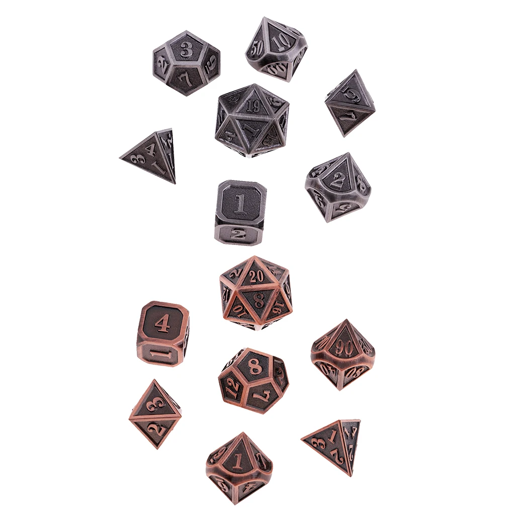 7 шт. тисненые тяжелые металлические многогранные кости набор для D &amp DnD RPG MTG