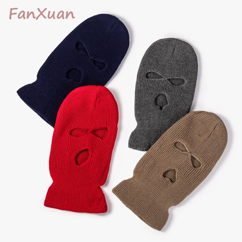

Winter Hats Full Face Cover Ski Mask Hat 3 Holes Balaclava Army Tactical CS Windproof Knit Beanies Bonnet Warm Unisex Caps