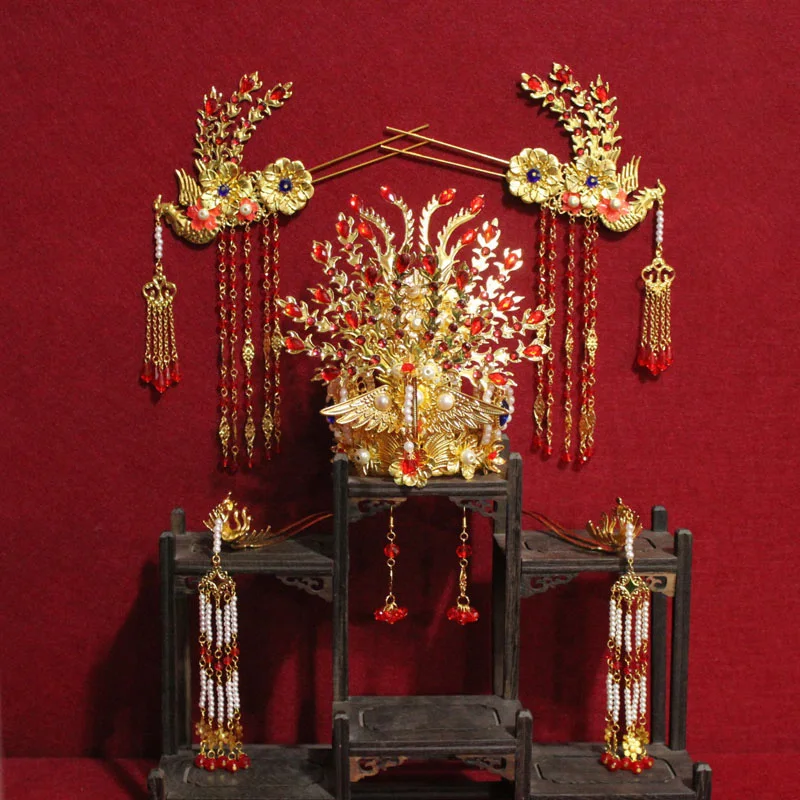 Тиара с длинными волосами голубая перегородчатая императрица Фоникс тиара для