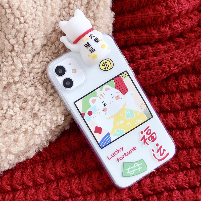 Для iPhone 11 pro 3D Fortune Cat Чехол Maneki Neko прозрачный мягкий чехол для XS max XR X 7 8 plus Lucky cat shell |