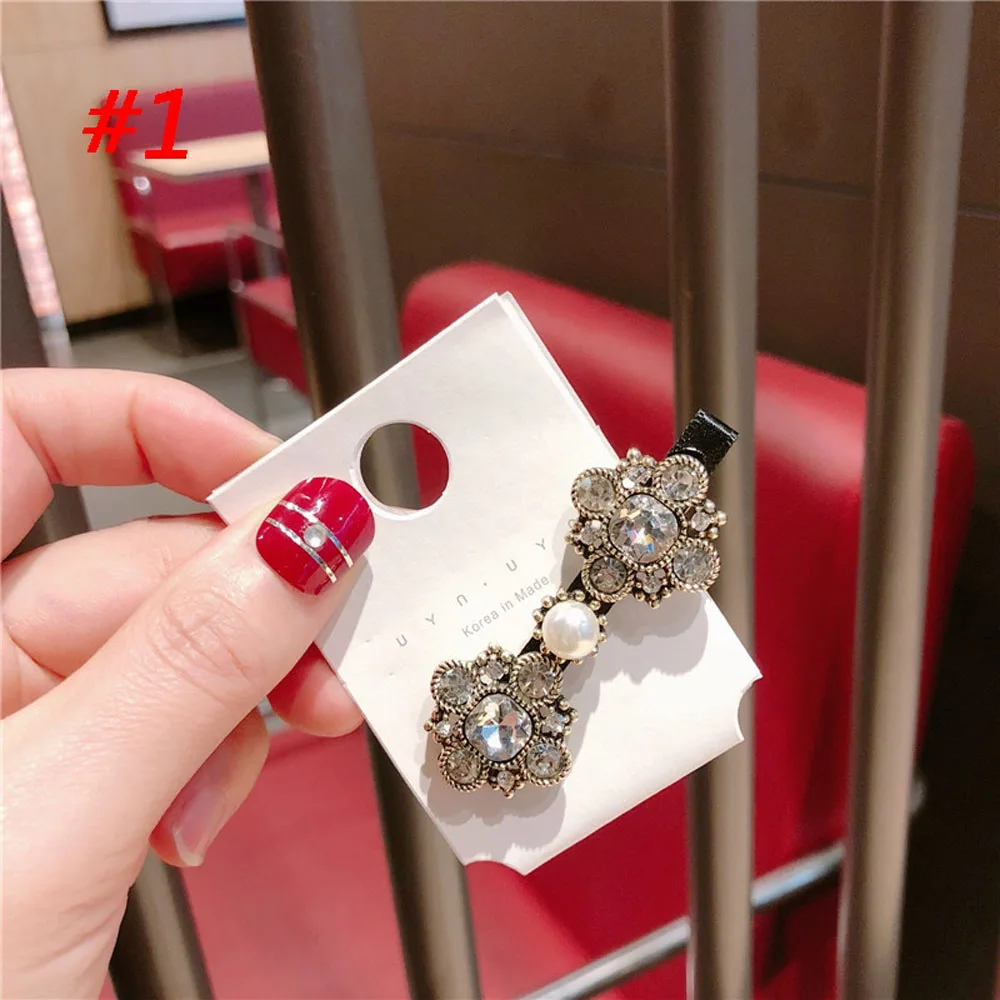 Винтажный заколка для волос Ретро цветок с жемчугом и кристаллами шпилька женщин