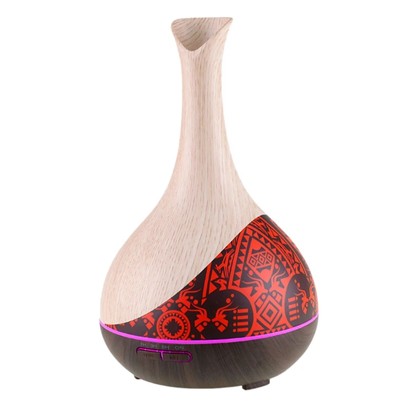 

Oil Diffuser Humidifier Wood Grain Aroma Diffuser 300Ml 7 Colors Lights Changing For Large Room Bedroom Home US Plug