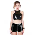 Топ женский короткий из полиуретана, на молнии сзади, короткий