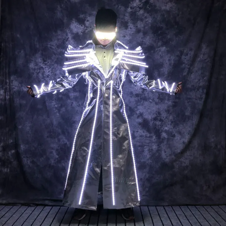 future technology Luminous led jacket glowing light costume space show stage performance clothing men RGB light robot men suit