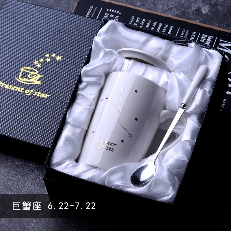 

Ceramic12Constellation mug with cover Spoon gift box office creativity opening gift