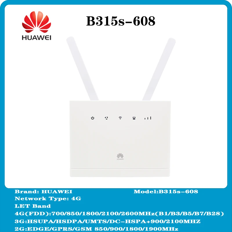 

Разблокированный новый huawei маршрутизатор Wi-Fi B315 B315s-608 CPE 150 Мбит/с 4 аппарат не привязан к оператору сотовой связи FDD аппарат, который не привя...