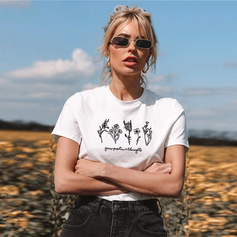 

Plant Shirt Funny T Shirt Women Tops Summer Short Sleeve O-neck Cotton Tshirt Women Loose Camiseta Mujer Casual Tee Shirt Femme