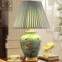 new chinese modern flowers and birds classical ceramic table lamp for bedroom bedside lamp living room study home decoration