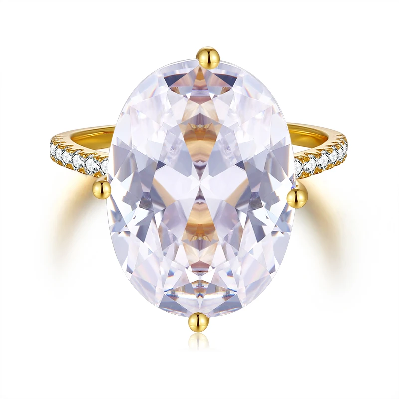 Серебро 925 пробы 20 карат овальный большой AAA циркон обручальное кольцо Blingbling камень женское заявление 4 коготь дизайн кольцо ювелирные изделия