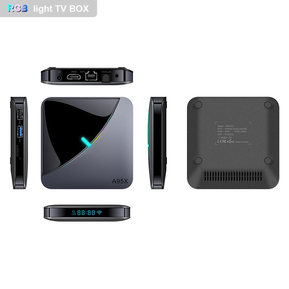 ТВ приставка A95X F3 для Smart TV Android 9 0 S905X3 BT4.2 четырехъядерный процессор поддержка