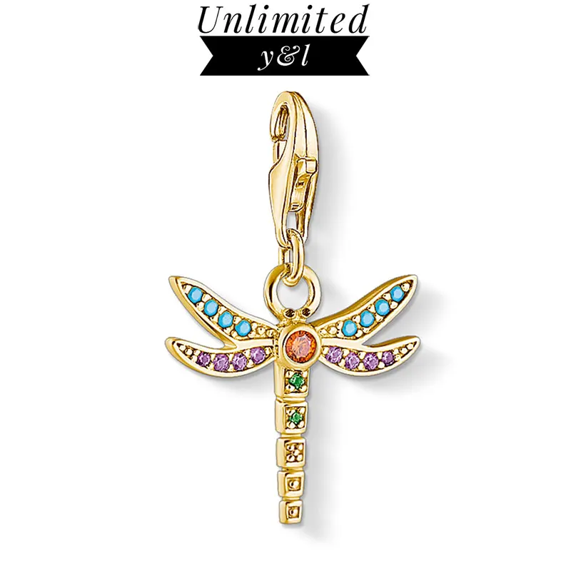 Голубая подвеска Драконфлай из золота для создания ювелирных изделий, аксессуаров из 925 стерлингового серебра с кубическим цирконием, подходит для браслетов и ожерелий, женщин и мужчин в подарок.