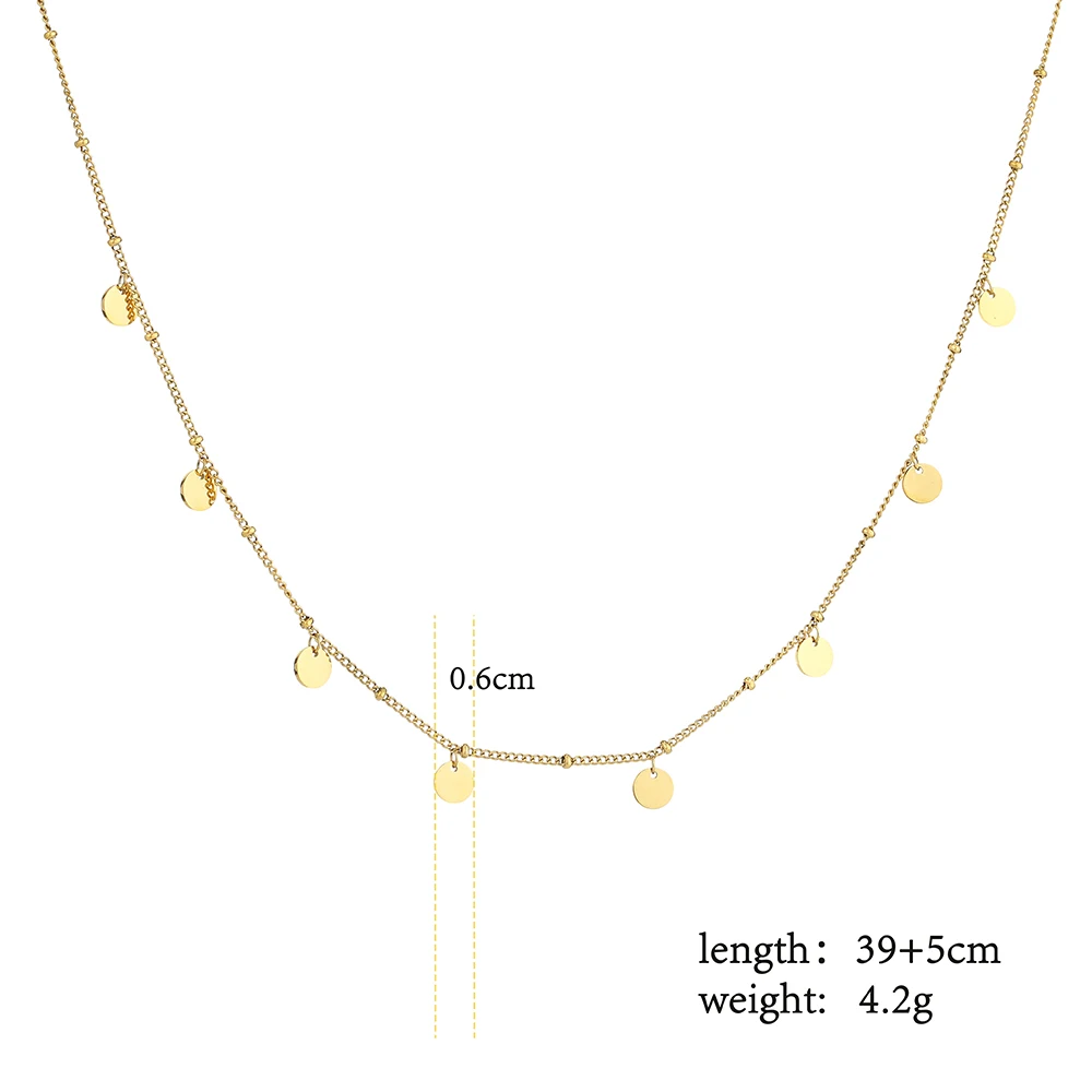 

Wholesale Circles Bobble Bead Chain Necklace Stainless Steel 8pcs round 6mm plate Pendant as Woman Gift 10pcs/lot