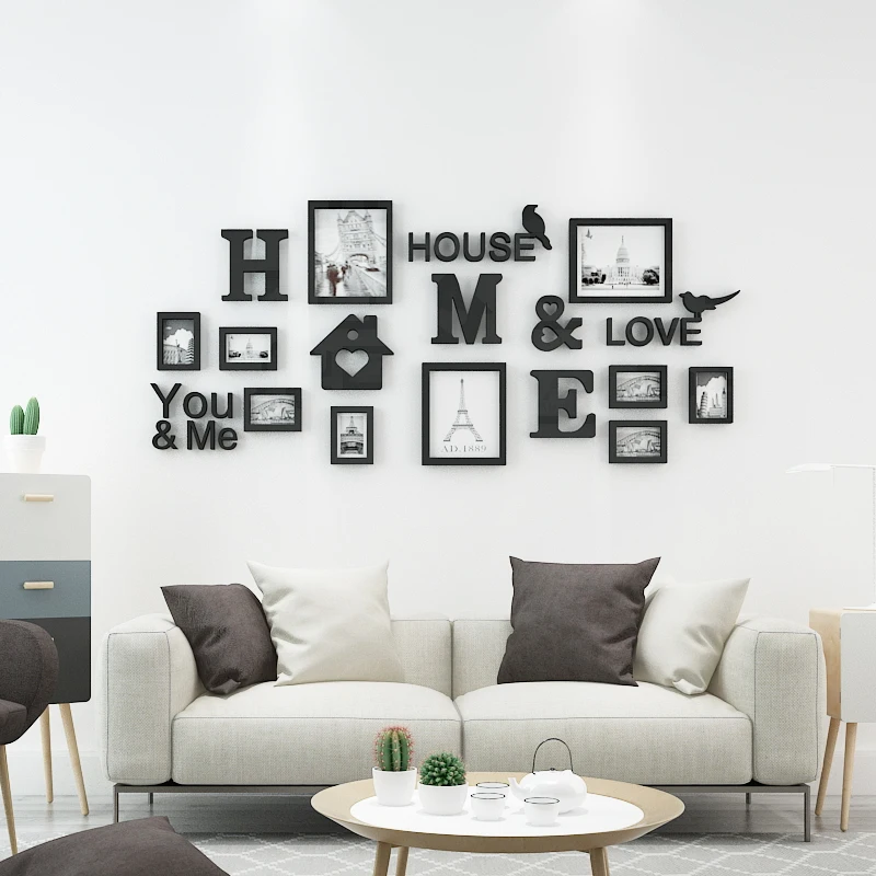 WS54  Warm photo frame combination 3D stereoscopic wall sticker family photo wall decoration living room sofa sticker