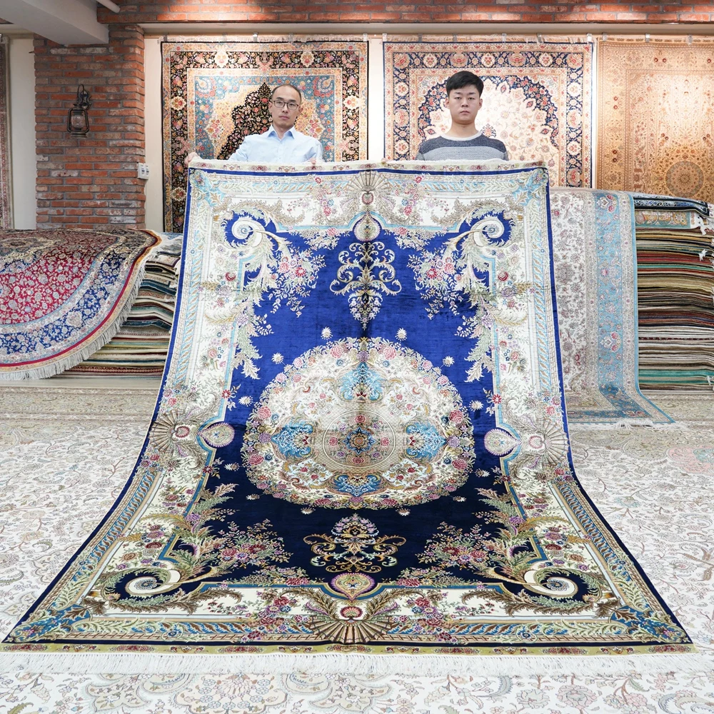 

6'x9' European style Hand Knotted Rug Traditional Handmade Silk Carpet (ZQG488A)