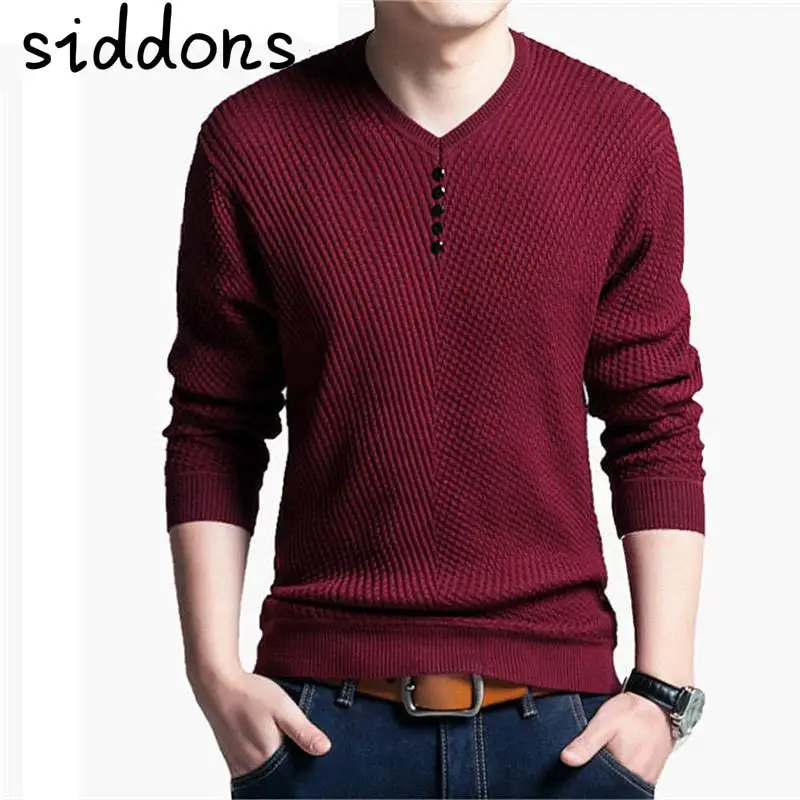 

2020 New Autumn Plus Size Men Sweater V Neck Long Sleeve Slim Fit Pullovers Sweater Male Brand Cashmere Knitwear Pull HommeM-3XL