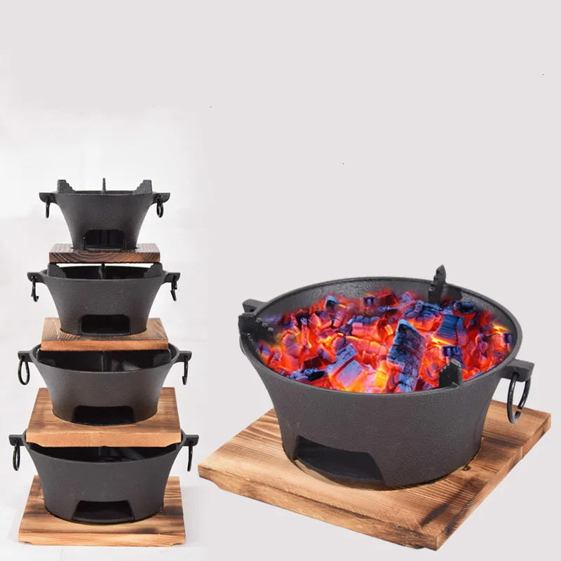 Outdoor Party Cast Iron Charcoal Stove Barbecue Oven Household Barbecue Oven Household Charcoal Baking Pan Oven BBQ Fire Pit