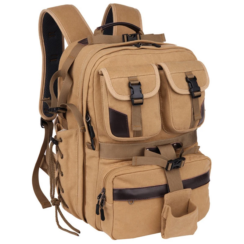 Вместительный холщовый дорожный рюкзак для камеры мягкие плечи DSLR