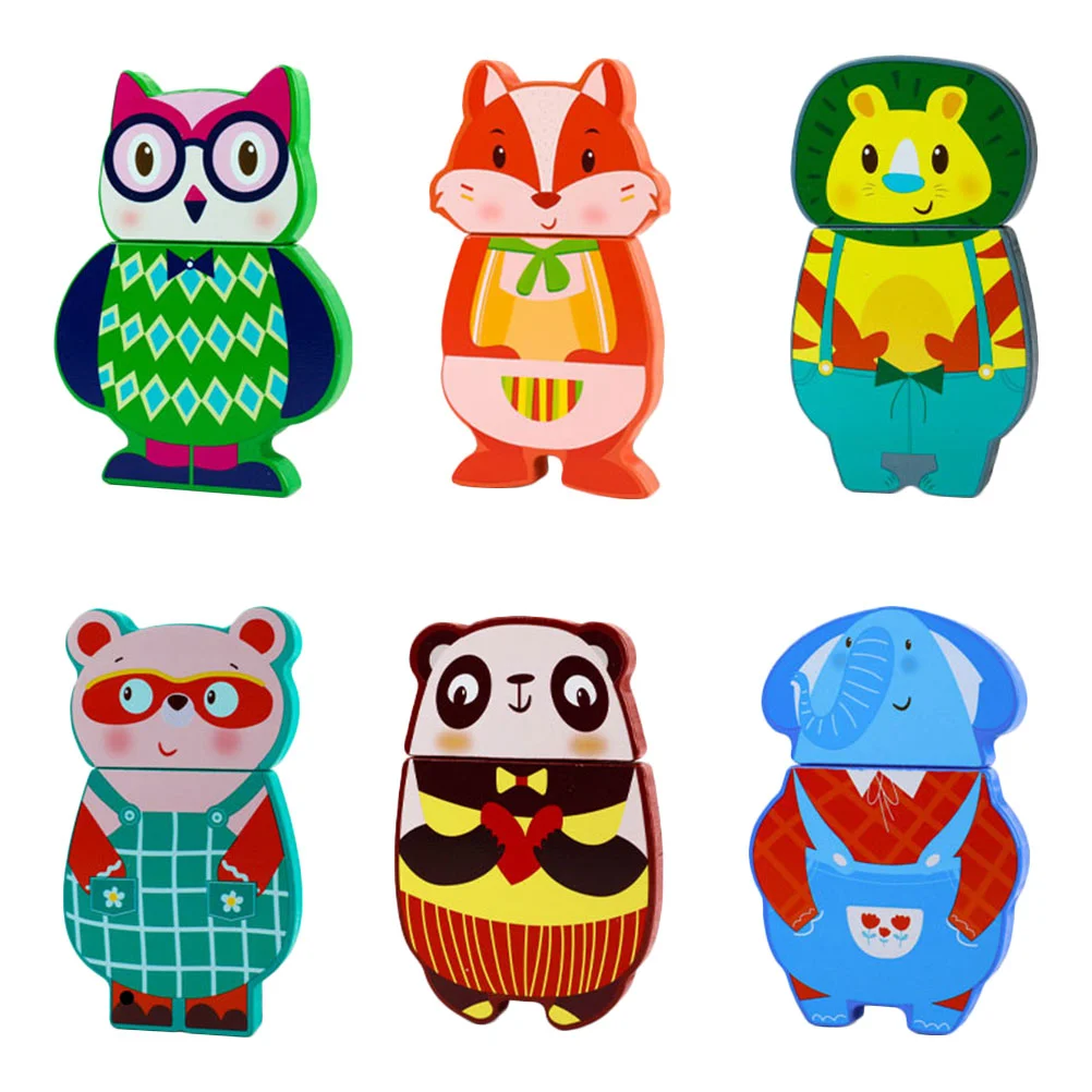 

6 шт., магнитные трехмерные блоки в форме животных