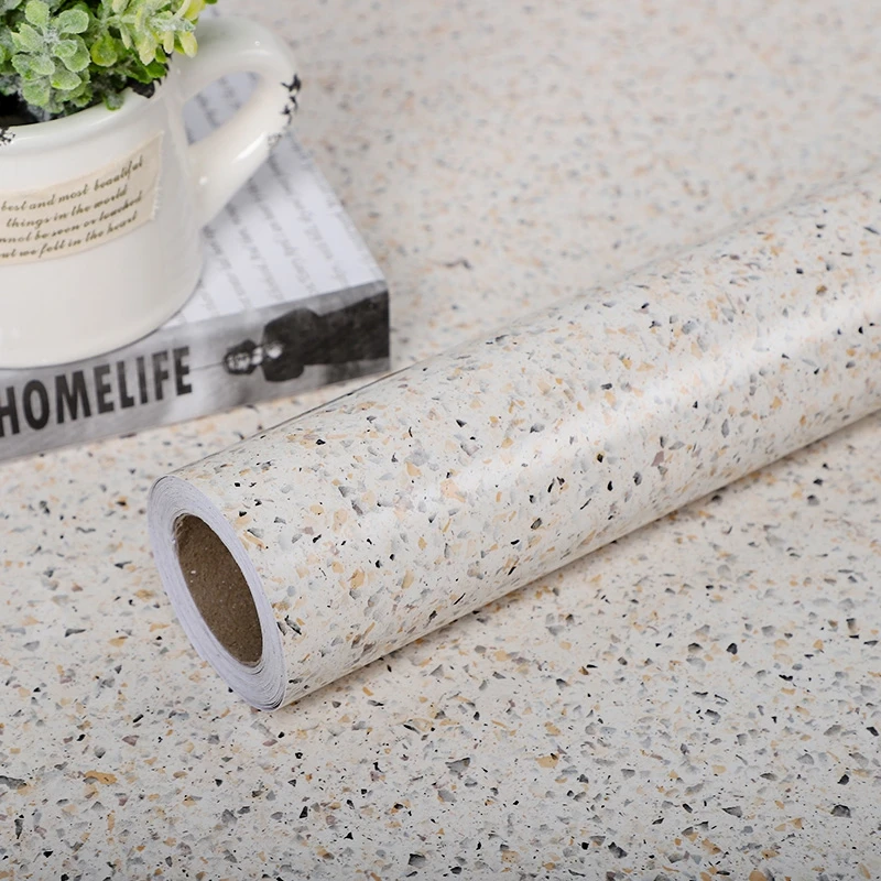 Водостойкая маслостойкая бежевая настенная бумага Terrazzo контактная ПВХ