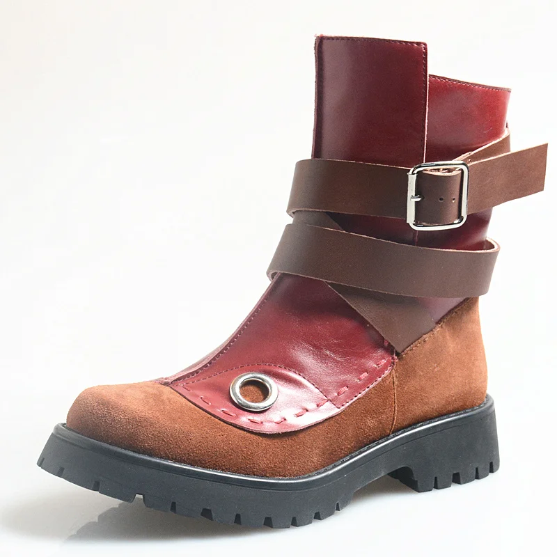 

Fashion Belt Buckle Martin Boots Women's 2020 Autumn / Winter New All-match British Style Slip-On Thick Heel Short Ankle Boots