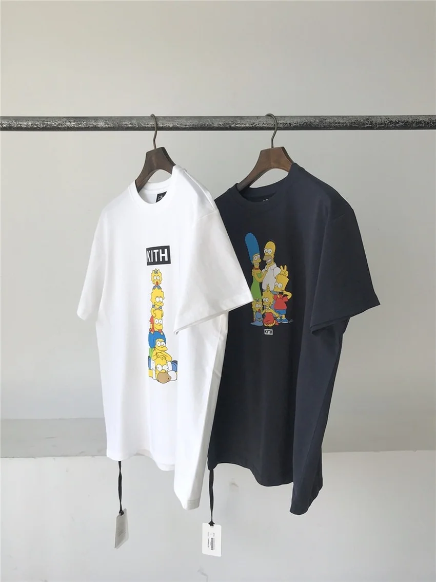

T-shirt KITH Cartoon Men Women 1:1 High-Quality Animation Character Graphic Print KITH Short Sleeve Tops Tee