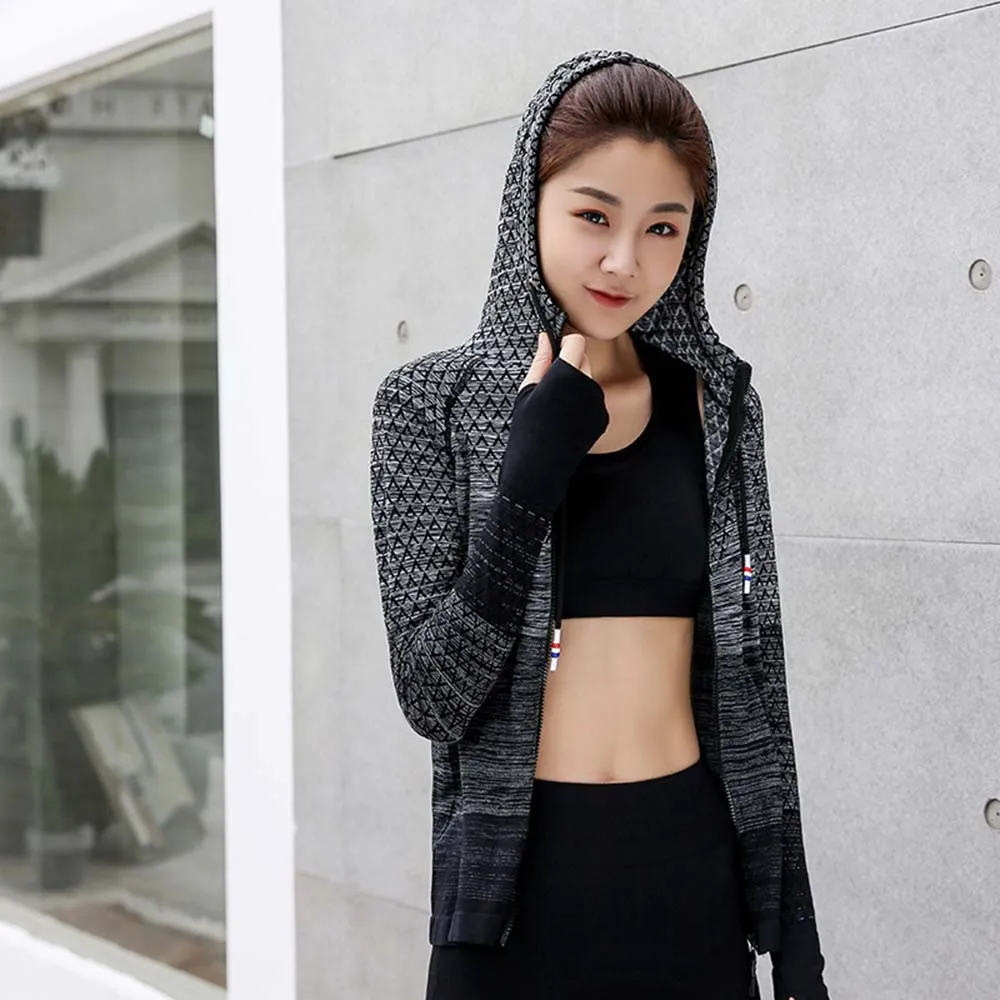 

Spring And Sutumn New Quick-Drying Yoga Jacket Fitness Women Long-Sleeved Zipper Wweatshirt Outdoor Running Sportswear Hoodie