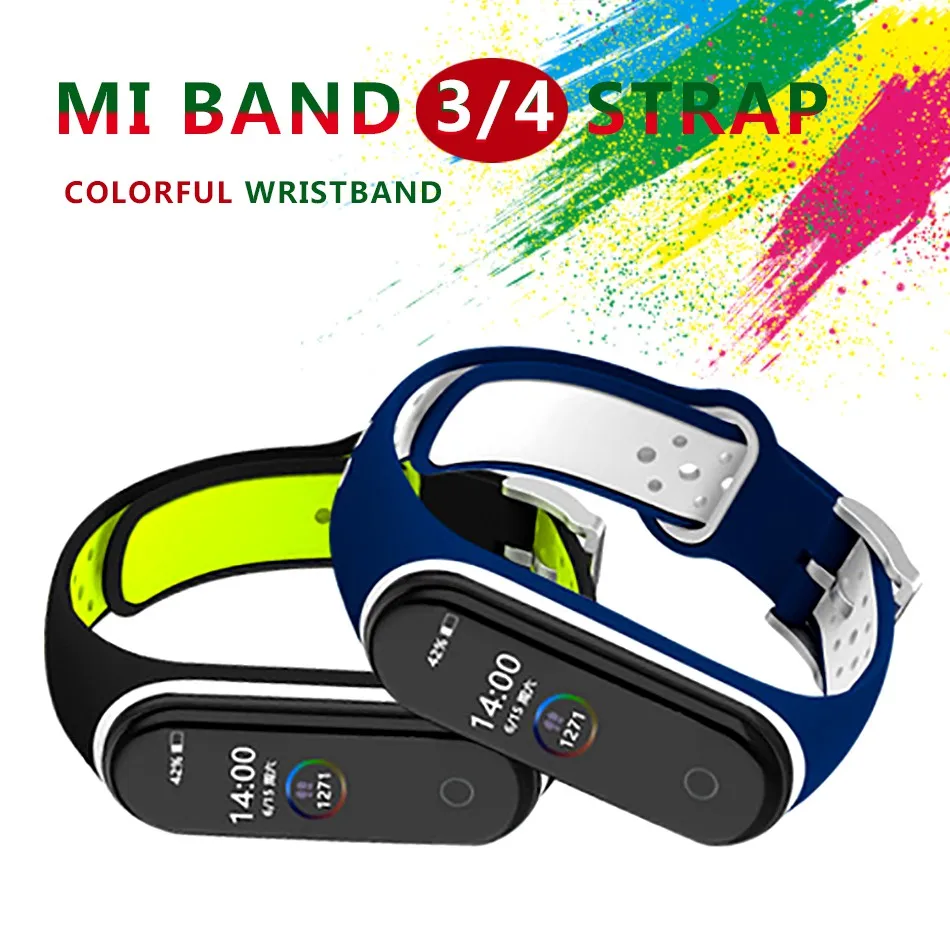 Браслет для Xiaomi Mi Band 3 4 спортивный ремешок часы силиконовый xiaomi mi band Correa браслет