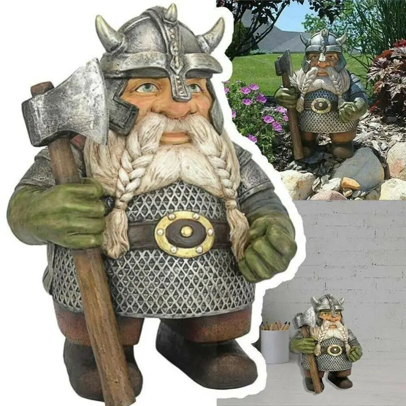 

Viking Victor Norse Dwarf Gnome Garden Statue Yard Craft Lawn Figurine High Quality Desktop Outdoor Ornament Creative Sculptures