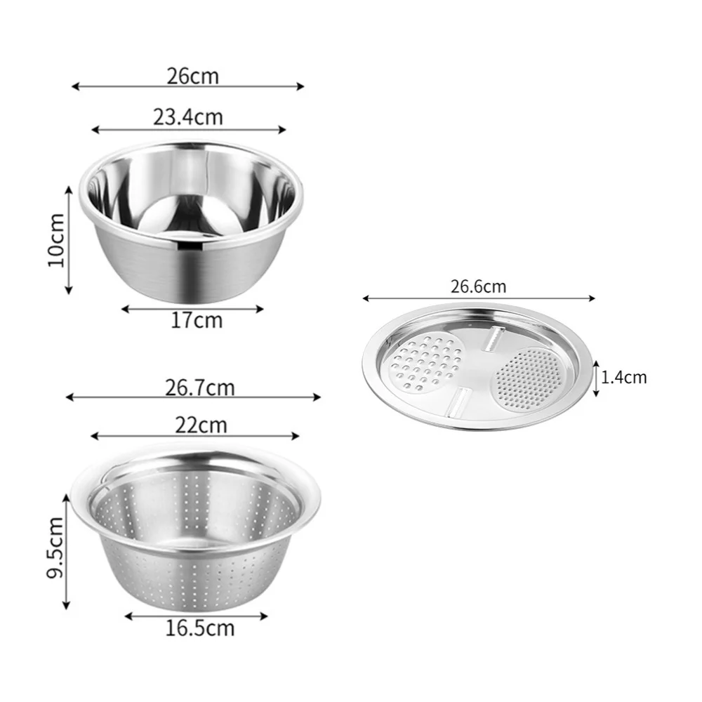 

1 Set 3pcs Multi-Function Vegetable Cutting Tool Draining Basin Kitchen Grater