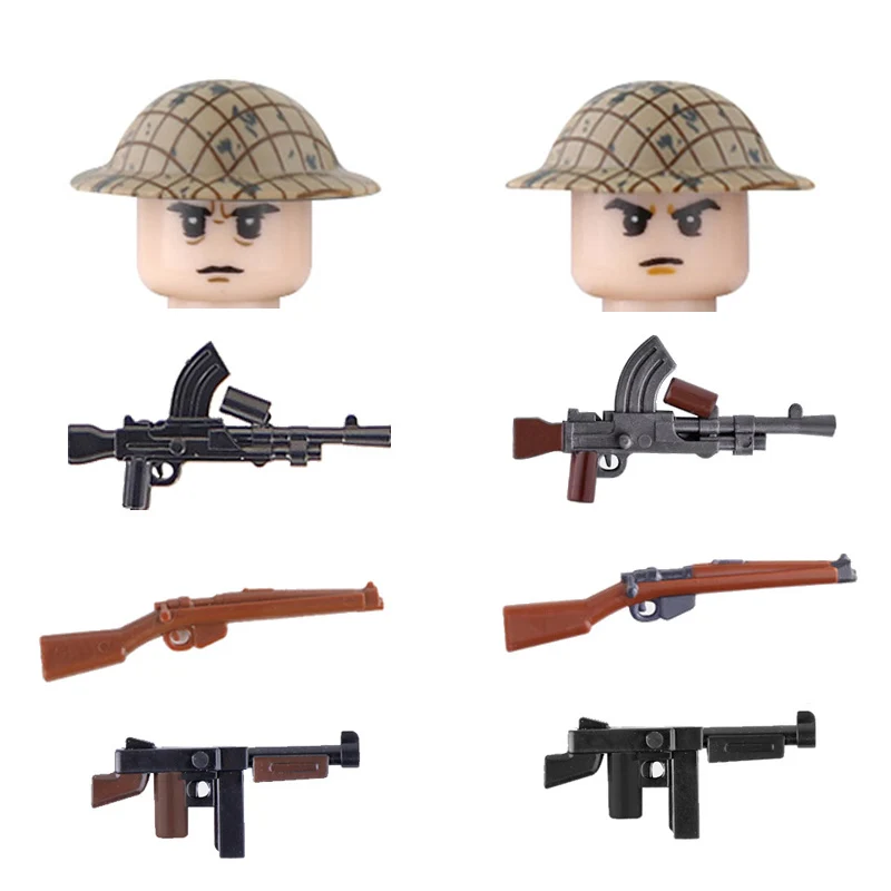 WW2 Military British Infantry Weapons Accessory Building Blocks British Army Soldier Figure Guns Weapons Bricks Toy For Children