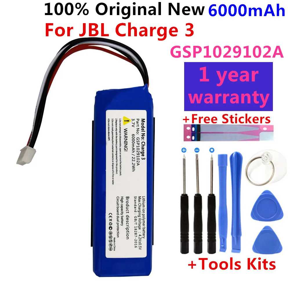 

100% Original New 3.7V 6000mAh Battery Bateria GSP1029102A for JBL Charge 3 batteries Tools Kits