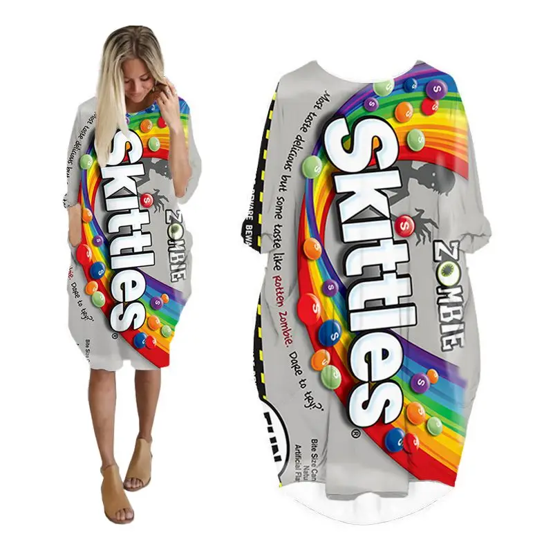 

skittles dress shirt casual 3d print streetwear women dresses fashion harajuku long sleeve plus size clothing vintage clothes
