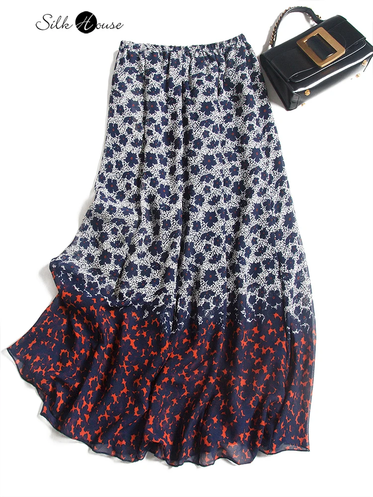 

Выдающийся вкус французская Элегантная Шелковая трапециевидная юбка трапециевидной формы с принтом в стиле ретро облегающая юбка средней ...