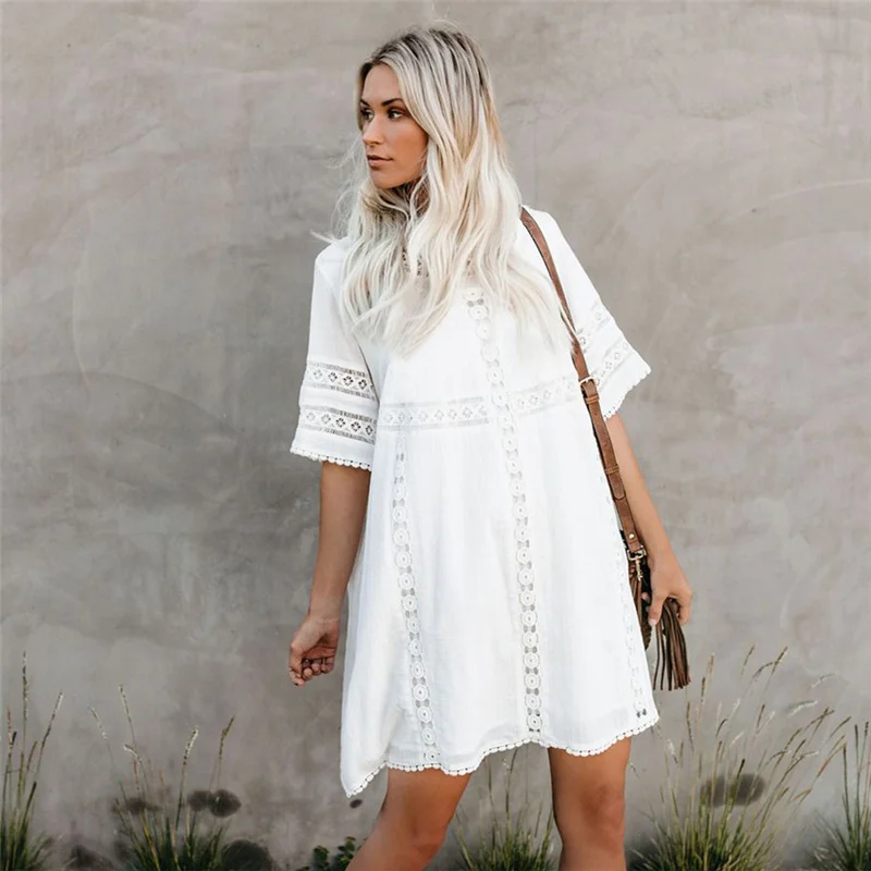 Плюс размеры туника для женщин Летнее пляжное платье плавание одежда Cover Up Sexy