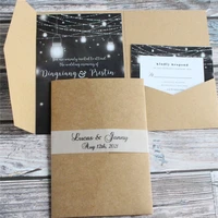 retro craft wedding invitations making tri fold pocket invite envelop personalized printing 50 sets
