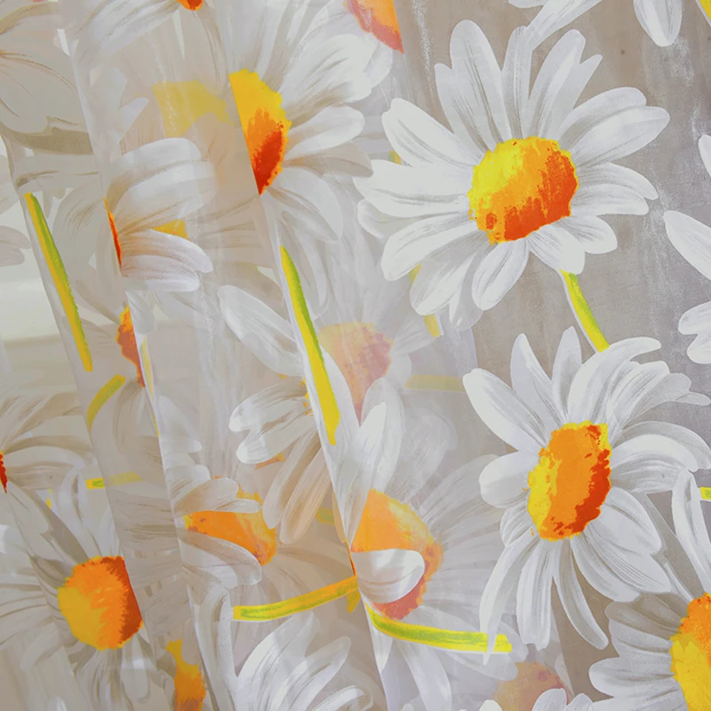 Готовые тюлевые Цветочные оконные занавески s выгорание отвесные для гостиной