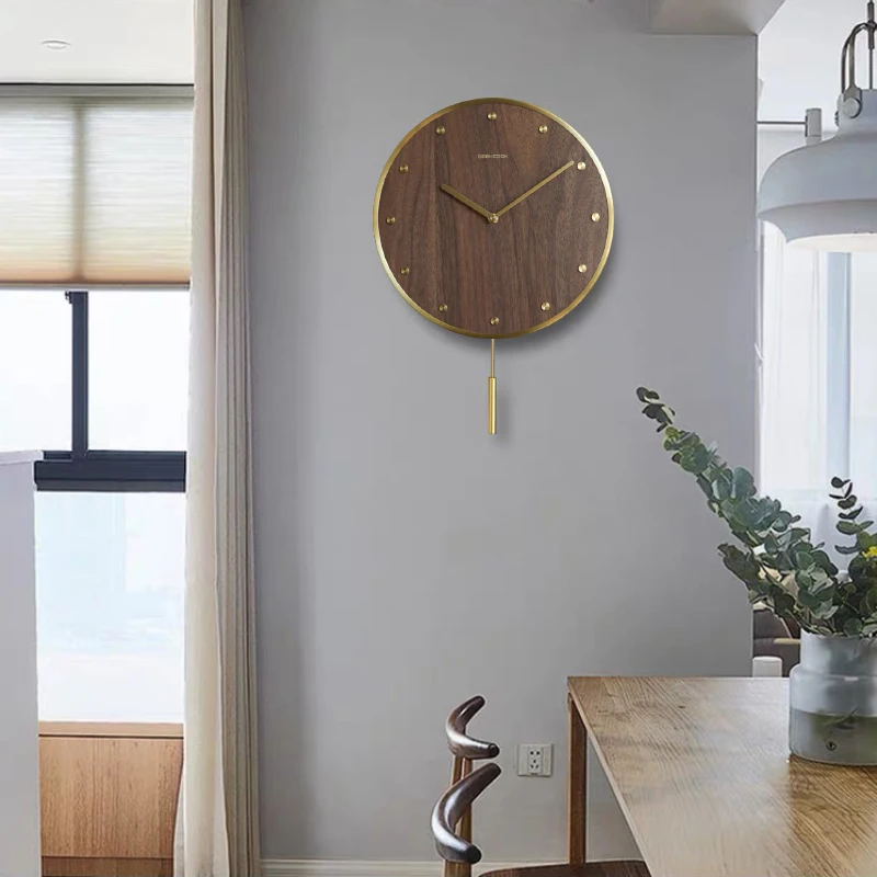 Настенные часы для гостиной деревянные бесшумные кварцевые настенные простые