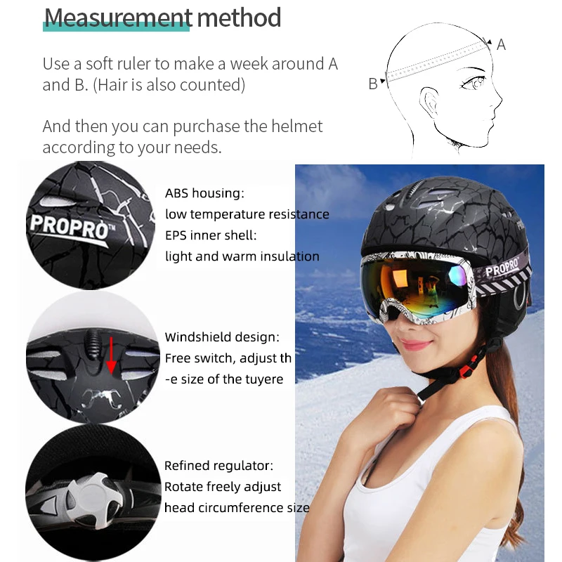 PROPRO Ski Helmet Protection Men Skiing Snowboarding Women Outsports Motorcycle Cycling Skateboard Skating Safety | Спорт и