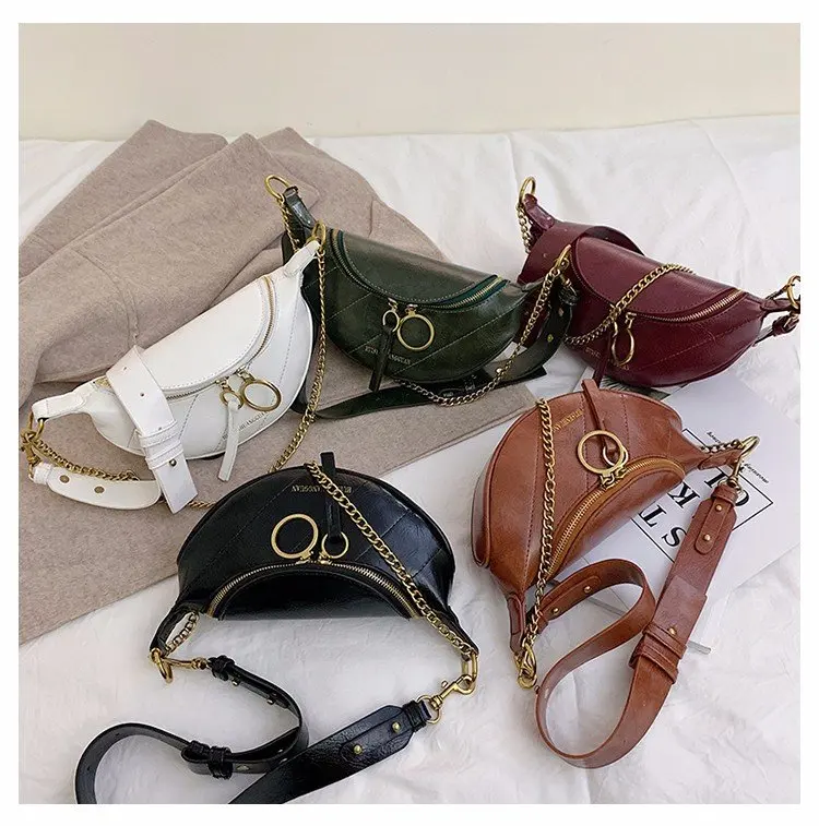 Женская сумка-мессенджер из натуральной кожи с цепочкой весна 2020 | Багаж и сумки