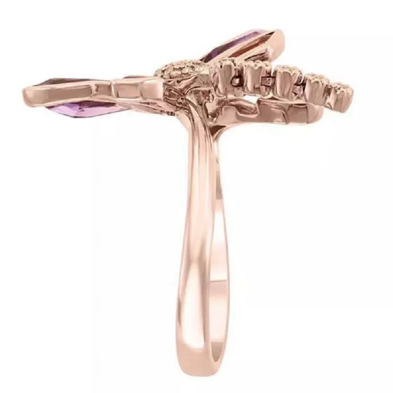 Exquisite and Creative Rose Dragonfly Inlaid Ladies Ring Fashion Insect Leisure All-match Temperament Rings |