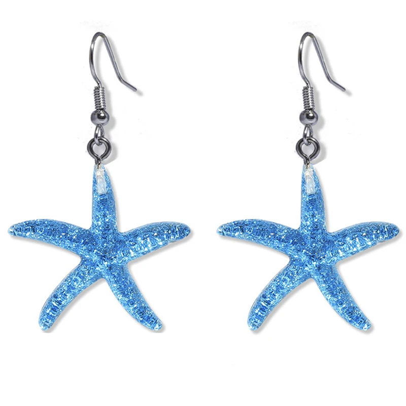 

New Cute Starfish Shape Drop Dangle Earring for Women Girl Simplicity Lovely Color Resin Pendant Earrings Fine Crafts Jewelry