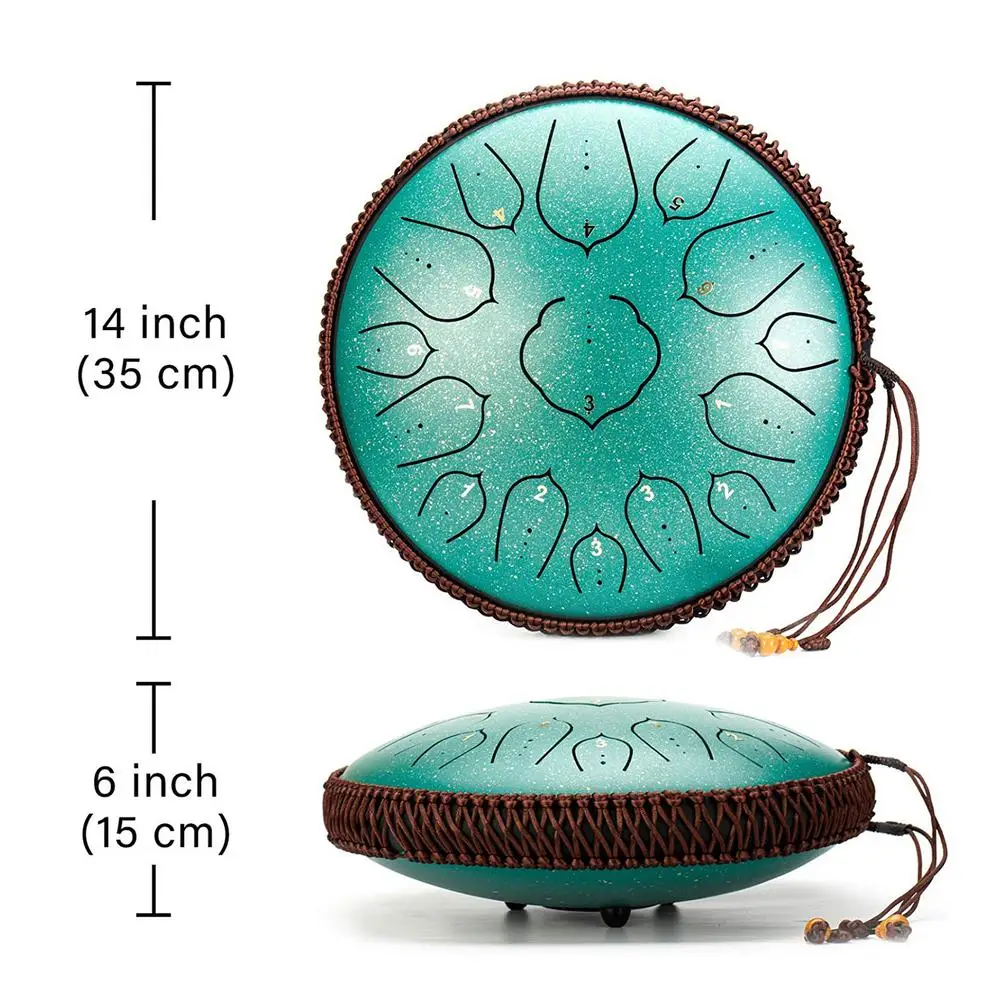 

14 Inch 15 Notes Steel Tongue Drum Kit Tune D Empty Spirit Drum Lotus Flower Style Percussion Hand Pan Drum Instruments Dropship