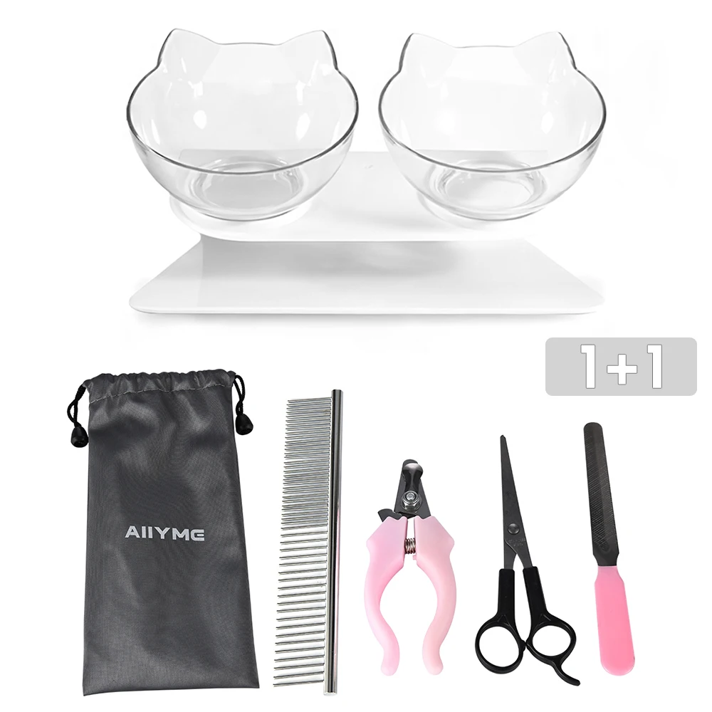 

Миска-Кормушка для кошек и собак, нескользящая Двойная чаша для ухода за пищевыми продуктами, набор для стрижки ногтей, аксессуары для домаш...