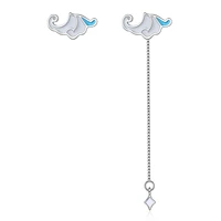 girls asymmetric cloud stud earrings epoxy pattern chain tassel dangle earring cute weather piercing earring accessories gifts