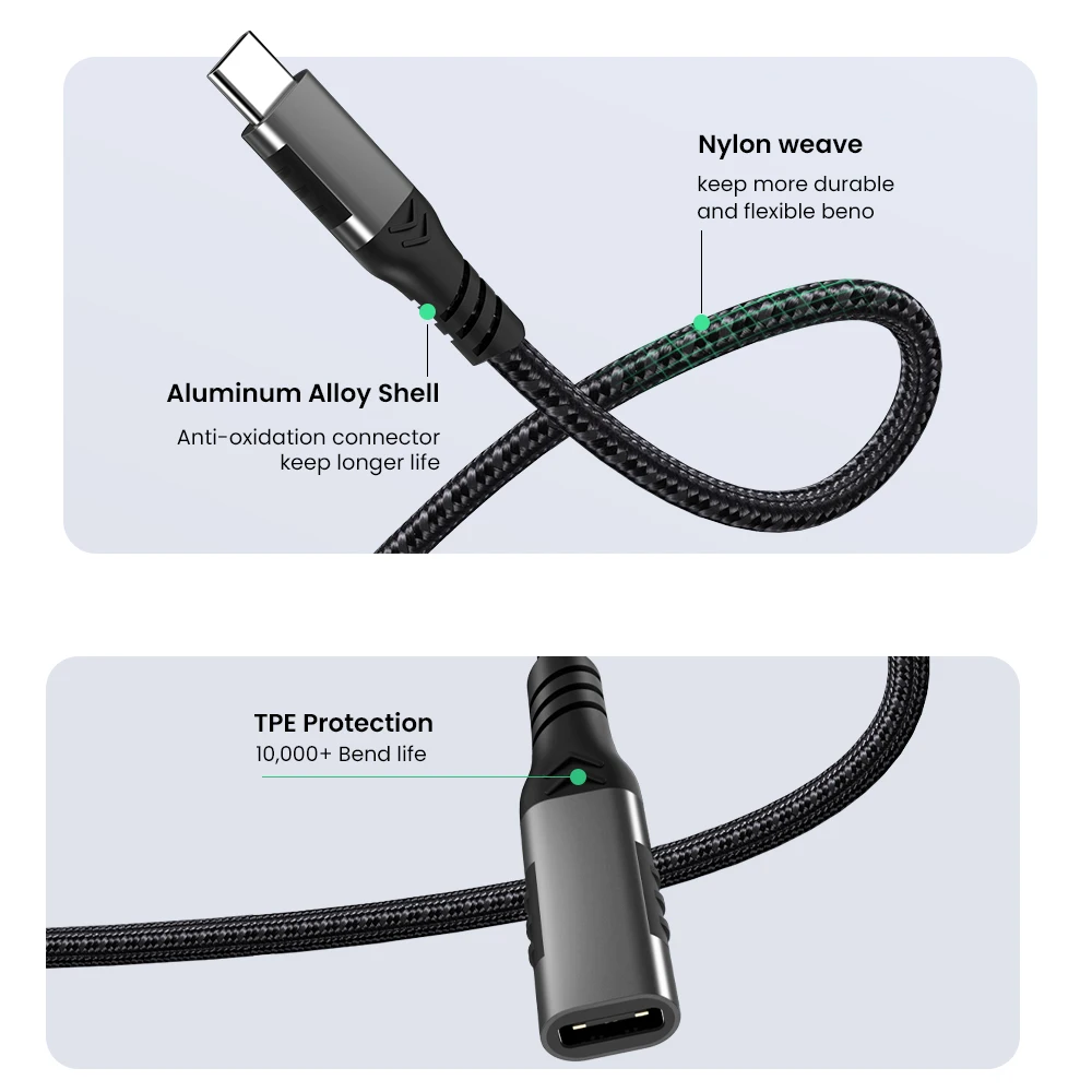 Удлинительный кабель USB C папа-мама Gen2 полнофункциональный шнур для MacBook Pro Samsung S20