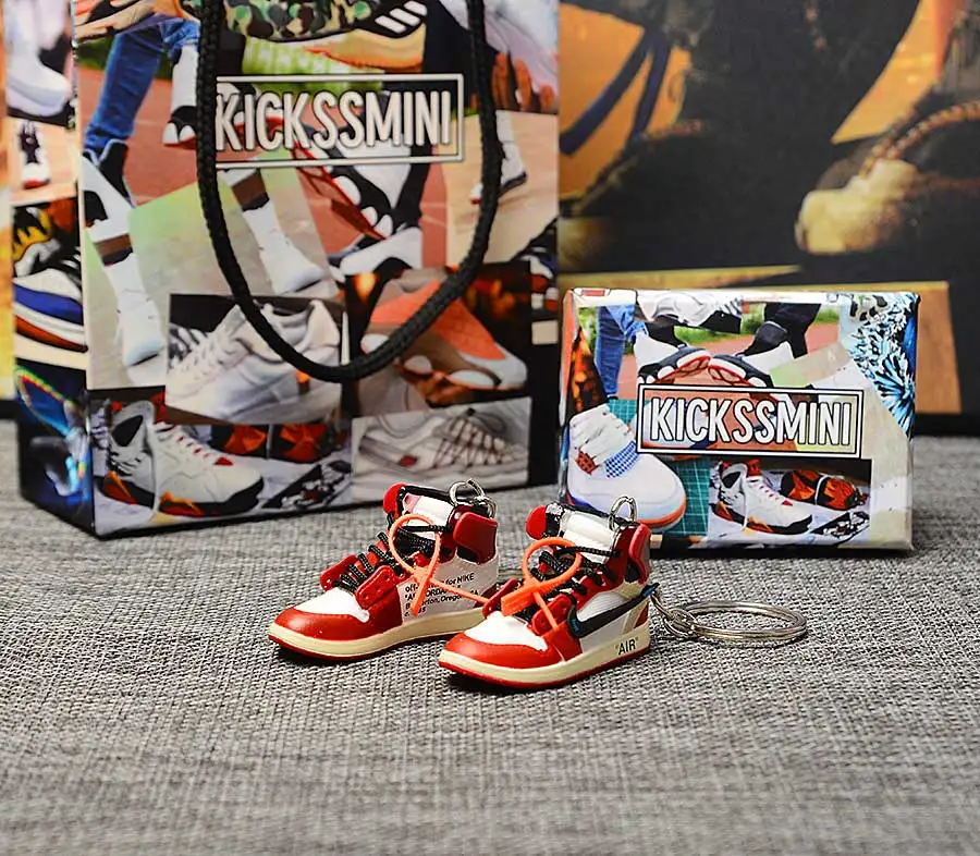 a pair w metal ring Персональный DIY Jordan Generation AIR JORDAN 1 chicago 3D кроссовок фигурный брелок сумка Подвеска парный брелок - Цвет: a pair w metal ring