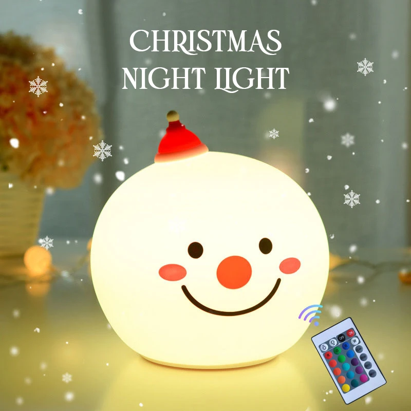 

Рождественский ночник, силиконовый сенсорный светодиодный светильник с регулируемой яркостью, перезаряжаемые USB лампы, украшение для спал...