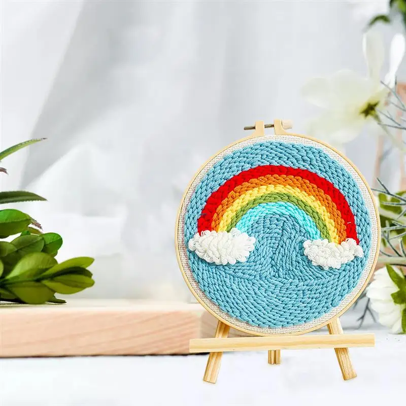 

Punch Needle Embroidery Starter Kits Punch Needle Tool Embroidery Cloth With Pattern DIY Handcraft Embroidery Set For Wall Home